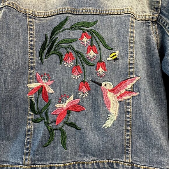 COTTONON Kids Hummingbird Jean Jacket Girls 6 Denim Embroidered Bee Cotton On - Picture 4 of 9